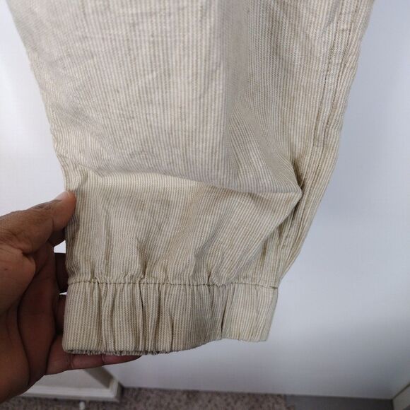 Sean John Stripped Linen Blend Straight Leg Jogger Pants Mens Size 40 Tan Beige - Picture 2 of 6